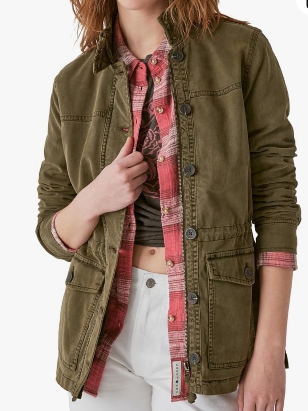 Lucky Brand Military Style Olive Utility Jacket NWT